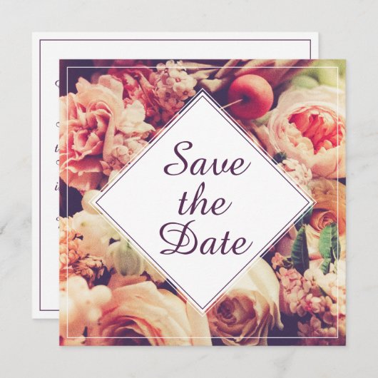 ヴィンエレガントテージ結婚式の発表、花のモチーフ (正面/裏面)