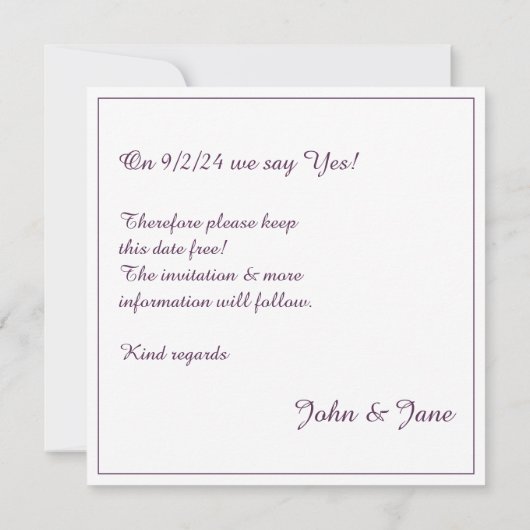 ヴィンエレガントテージ結婚式の発表、花のモチーフ (裏面)