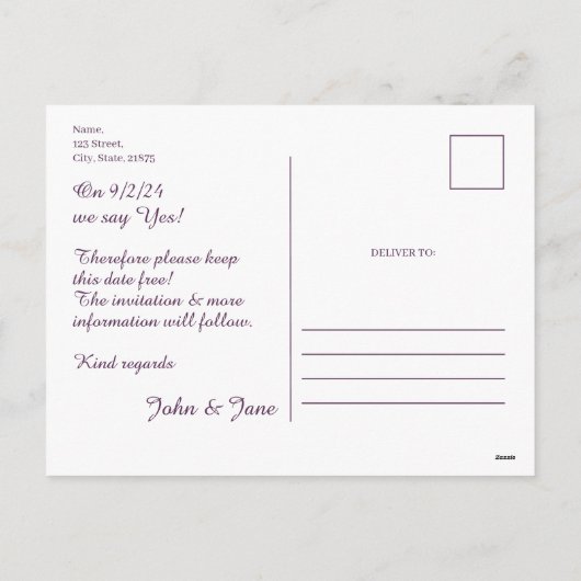 ヴィンエレガントテージ結婚式の発表、花のモチーフ シーズンポストカード (裏面)