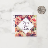 ヴィンエレガントテージ結婚式の発表、花のモチーフ ノートカード (正面/裏面インサイチュ)