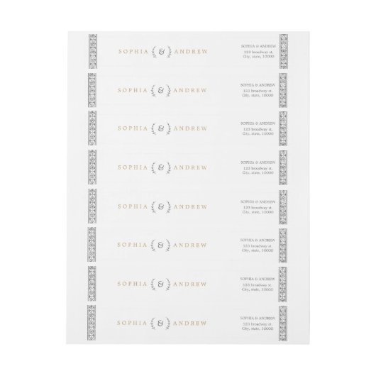 ヴィンエレガントフォーマルテージ結婚式モノグラム ラップアラウンドラベル (シート)