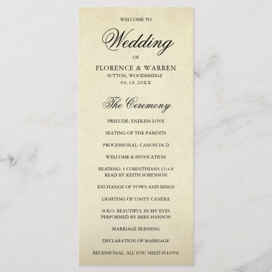 ヴィンエレガントフォーマルテージ結婚式 プログラム (正面)