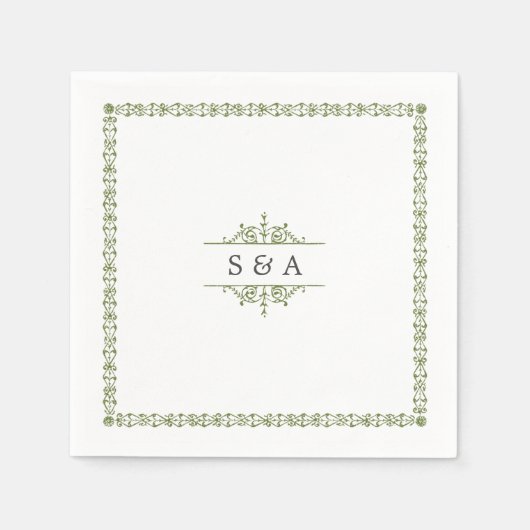 ヴィンエレガントモダンテージ結婚式モノグラム スタンダードカクテルナプキン (正面)