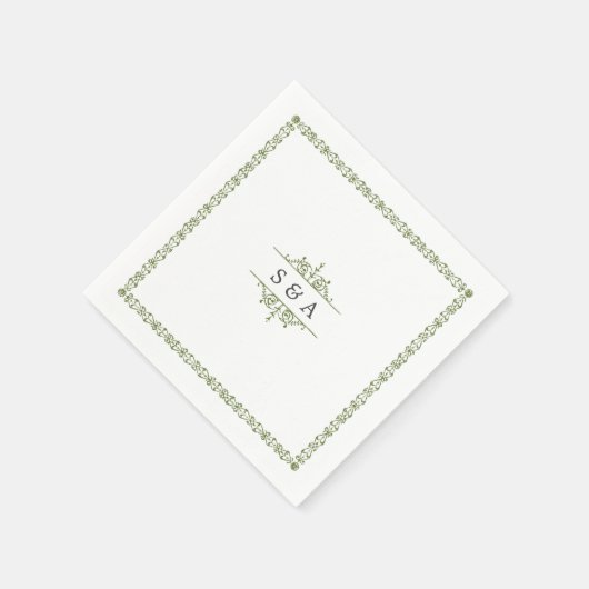 ヴィンエレガントモダンテージ結婚式モノグラム スタンダードカクテルナプキン (角)