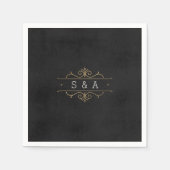 ヴィンエレガントモダンテージ結婚式モノグラム スタンダードカクテルナプキン (正面)