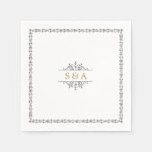 ヴィンエレガントモダンテージ結婚式モノグラム スタンダードカクテルナプキン (正面)