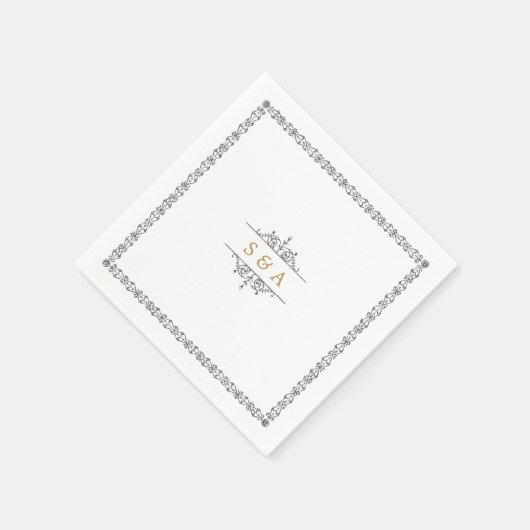 ヴィンエレガントモダンテージ結婚式モノグラム スタンダードカクテルナプキン (角)