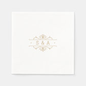 ヴィンエレガントモダンテージ結婚式モノグラム スタンダードカクテルナプキン (正面)