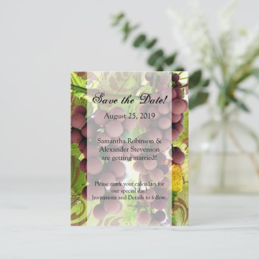 ヴィンエレガントヤード紫/緑ブドウ保存日 案内ポストカード (スタンド正面)