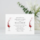 ヴィンエレガントヤ素朴ード&ワイングラス結婚ズカード 招待状 (スタンド正面)