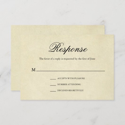 ヴィンエレガント伝統的フォーマルテージ結婚式 出欠カード (正面/裏面)