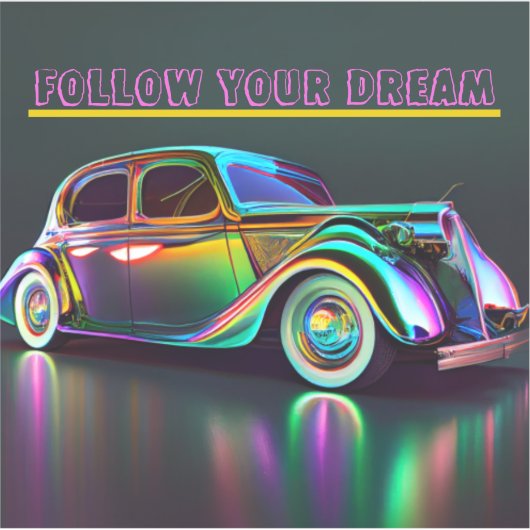 ヴィンカラフルテージ車後を追の「夢」引用文 シール (正面)