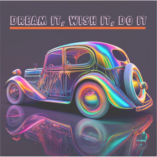 ヴィンカラフルテージ車"夢それを望む、"引用文 シール (正面)