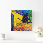 ヴィンセントヴァンゴッホカフェテラスアットナイトアーポップ・アートのト スクエア壁時計 (ホーム)