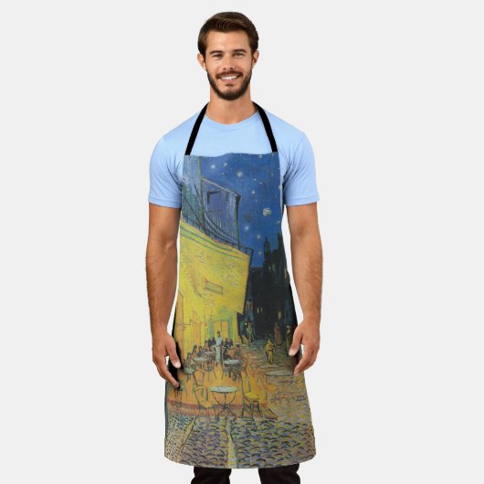 ヴィンセントヴァンゴッホカフェテラスアットナイトファインアート エプロン (着用した状態)