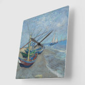 ヴィンセントヴァンゴッホ魚釣りボーツオンザビーチ スクエア壁時計 (傾斜)