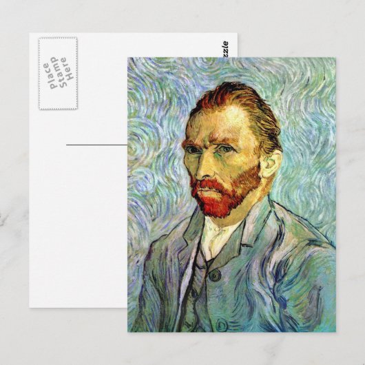 ヴィンセントヴァンゴッホ – グリーンセルフポートレートファインアート ポストカード (正面/裏面)