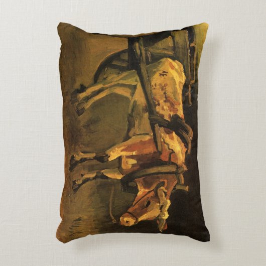 ヴィンセント赤と白・ヴァン・ゴッホの牛とカート アクセントクッション (正面(垂直))