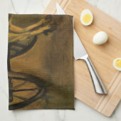 ヴィンセント赤と白・ヴァン・ゴッホの牛とカート キッチンタオル (四つ折り)