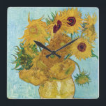 ヴィンセント・ウィレム・ヴァン・ゴッホ「ひまわり」 スクエア壁時計<br><div class="desc">私はヴァンゴッホが好きな人のためにこの製品を作りました。</div>