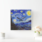 ヴィンセント・ウィレム・ヴァン・ゴッホ「星空の夜」 スクエア壁時計 (ホーム)