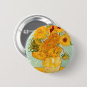 ヴィンセント・バン・ゴッホ12人のひまわりが花瓶芸術に 缶バッジ (正面&裏面)