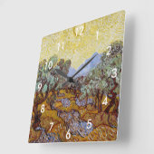 ヴィンセント・バン・ゴッホ – オリーブ・ツリー、黄色い空と太陽 スクエア壁時計 (傾斜)