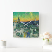 ヴィンセント・バン・ゴッホ/月明かりの風景（カップル） スクエア壁時計 (ホーム)