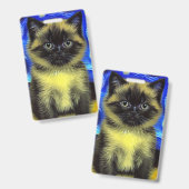 ヴィンセント・ファン・ゴッホの『星降る夜』シャム猫 バッジ (正面＆裏面)