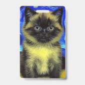 ヴィンセント・ファン・ゴッホの『星降る夜』シャム猫 バッジ (裏面)