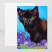 ヴィンセント・ファン・ゴッホ風の猫と花 招待状 (正面/裏面)