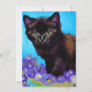 ヴィンセント・ファン・ゴッホ風の猫と花 招待状