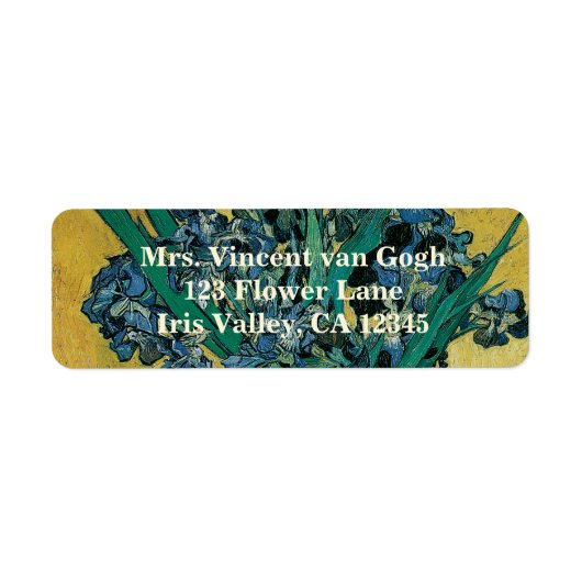 ヴィンセント・ファン・ゴッホ – アイリス付き花瓶イエローバックグラウンド ラベル (正面)