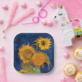 ヴィンセント・ファン・ゴッホ – 五本のひまわりの花瓶 ペーパープレート (パーティー)