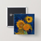 ヴィンセント・ファン・ゴッホ – 五本のひまわりの花瓶 缶バッジ (正面&裏面)