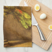 ヴィンセント・ファン・ゴッホ - 緑のオウムのある静物 キッチンタオル (四つ折り)