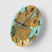 ヴィンセント・ファン・ゴッホ-12ひまわりの花と花瓶 ラウンド壁時計 (傾斜)