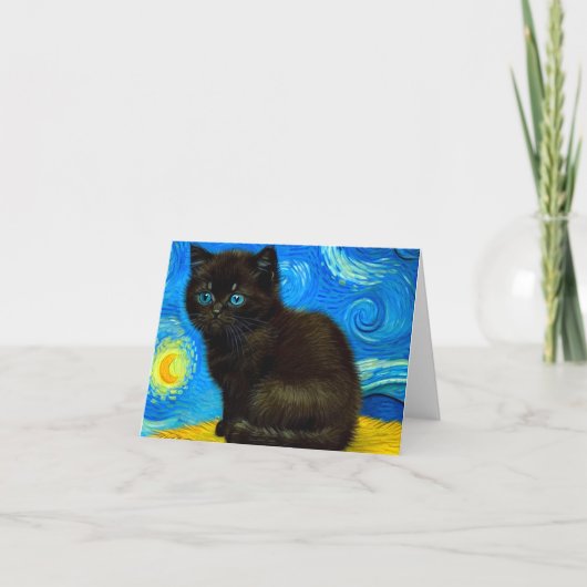 ヴィンセント・ファン・ホッホ風 星空の猫 招待状 (正面)