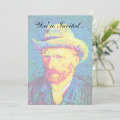 ヴィンセント・ヴァンゴッホポップ・アートの – 帽子とアート・セルフ・ポートレート 招待状 (スタンド正面)