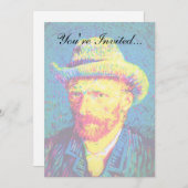 ヴィンセント・ヴァンゴッホポップ・アートの – 帽子とアート・セルフ・ポートレート 招待状 (正面/裏面)