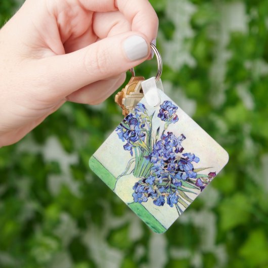 ヴィンセント・ヴァン・ゴッホによるアイリス付きスチルライフ花瓶 キーホルダー (手)