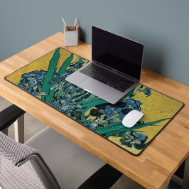 ヴィンセント・ヴァン・ゴッホによるアイリス付きスチルライフ花瓶 デスクマット