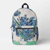 ヴィンセント・ヴァン・ゴッホによるアイリス付きスチルライフ花瓶 プリントバックパック (正面)