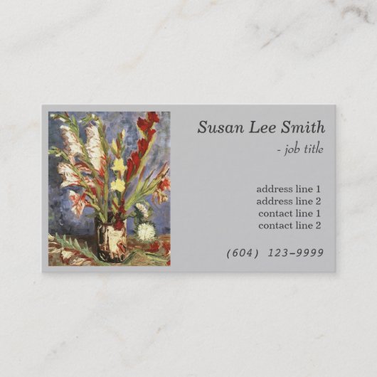 ヴィンセント・ヴァン・ゴッホによるグラジオリの花瓶。グレー 名刺 (正面)