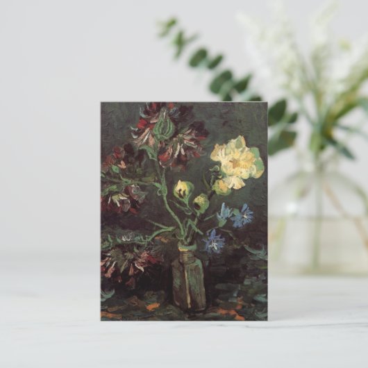 ヴィンセント・ヴァン・ゴッホによるミオソティスと牡丹の花瓶 ポストカード (スタンド正面)