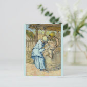 ヴィンセント・ヴァン・ゴッホによるミレーの後のヒツジの刈り入れ ポストカード (スタンド正面)