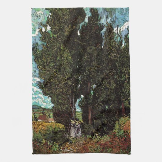 ヴィンセント・ヴァン・ゴッホによる女性姿のヒノキ キッチンタオル (縦)