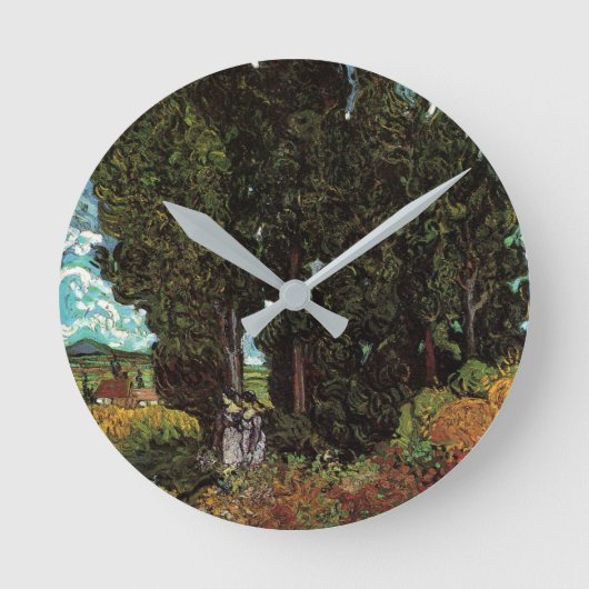 ヴィンセント・ヴァン・ゴッホによる女性姿のヒノキ ラウンド壁時計 (正面)