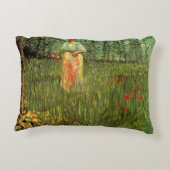 ヴィンセント・ヴァン・ゴッホによる庭の女性歩く アクセントクッション (裏面)