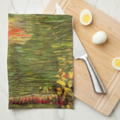 ヴィンセント・ヴァン・ゴッホによる庭の女性歩く キッチンタオル (四つ折り)